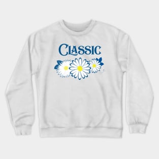 Navy Blue Classic Daisy Seamless Design Print Pattern Crewneck Sweatshirt